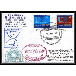 98250 ms bremen 30/11/2007 ushuaia argentine argentina antarctic antarctique lettre cover