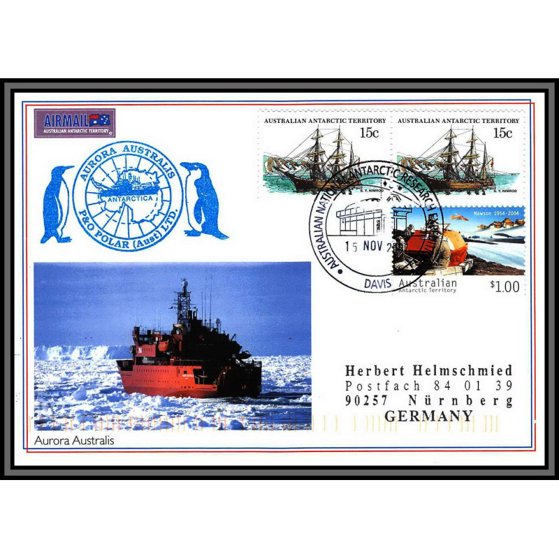 98257 aurora australis 15/11/2007 australian antarctic territory antarctic antarctique carte card