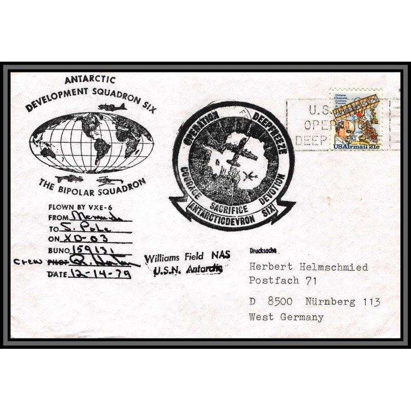 98312 squadron mix 14/12/1979 usa usn antarctic antarctique lettre cover