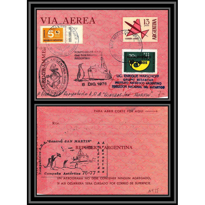 98330 ARA General San Martín brise glace 6/12/1976 argentine argentina antarctic antarctique aerogramme staionery