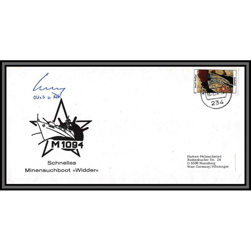 98389 signé signed Minensuchboot Widder M 1094 allemagne germany 10/2/1978 naval navale lettre cover