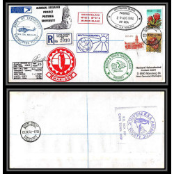 98445 signé signed recommandé ms/sa agulhas 1982 marion islands helicopter rsa south africa antarctic antarctique lettre
