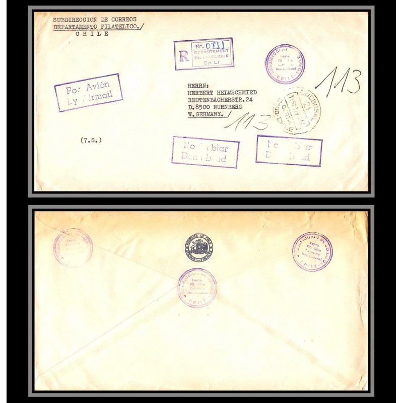 98476 ministerio de interior recommandé 11/9/1979 chile chili lettre cover