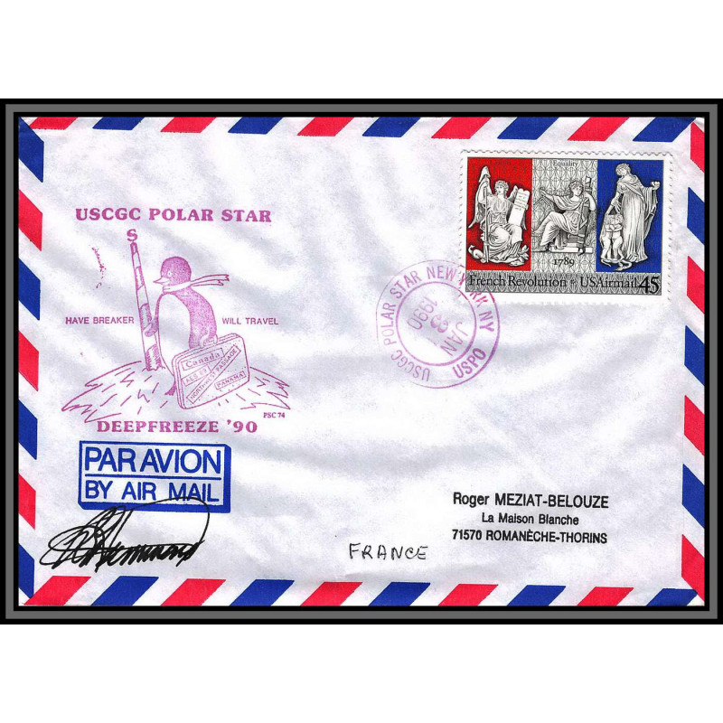 98757 signé signed usgc polar star deepfreeze 90 3/1/1990 usa arctic arctique lettre cover
