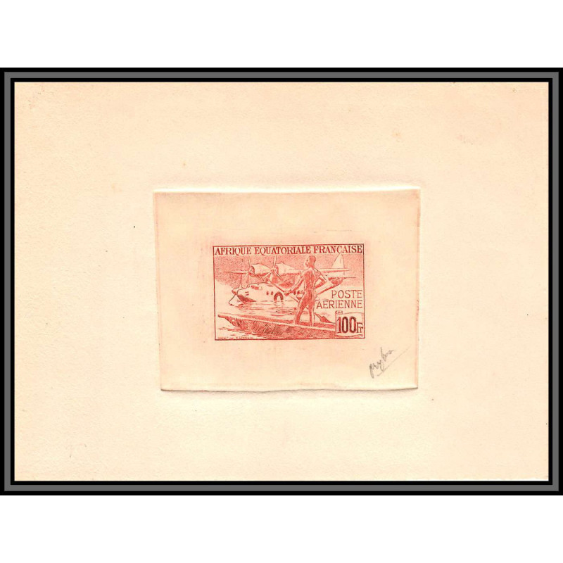 2669 PA N°42 hydravion seaplane 1944 Epreuve d'artiste artist proof Signé signed AEF afrique équatoriale francaise
