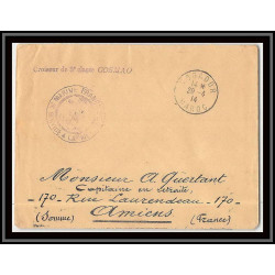 0474 1914/1918 division navale du maroc croiseur 3ème classe cosmao mogador 1914 Lettre cover occupation du maroc War
