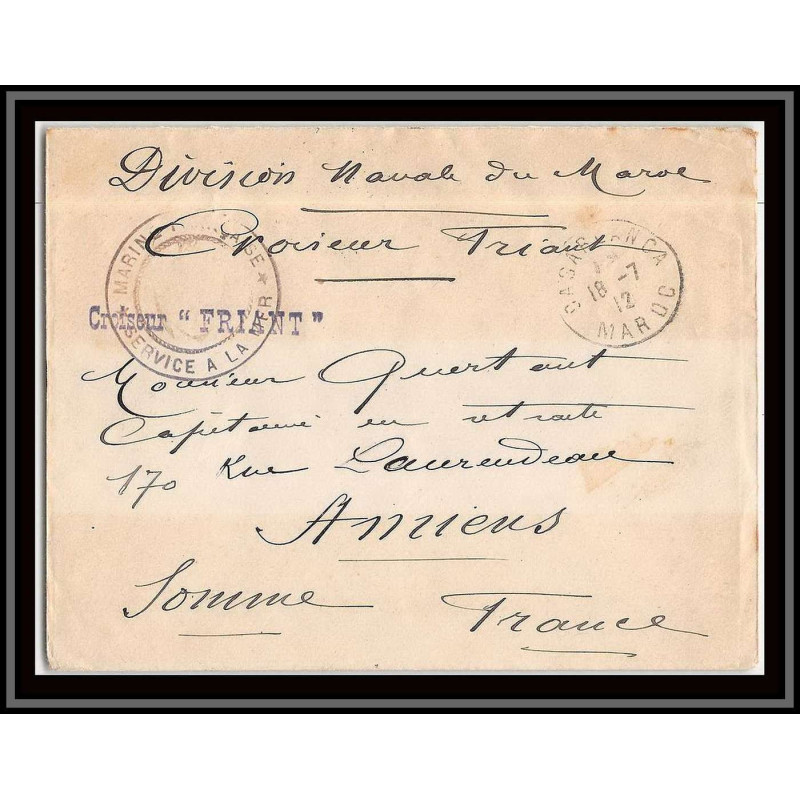 0476 division navale du maroc croiseur friant 1912 Lettre cover occupation du maroc War