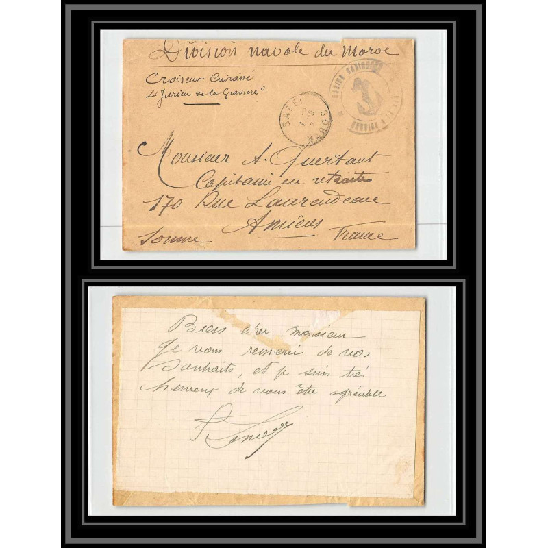 0479 division navale du maroc croiseur cuirassé jurien de la gravière 1912 Lettre cover occupation du maroc War