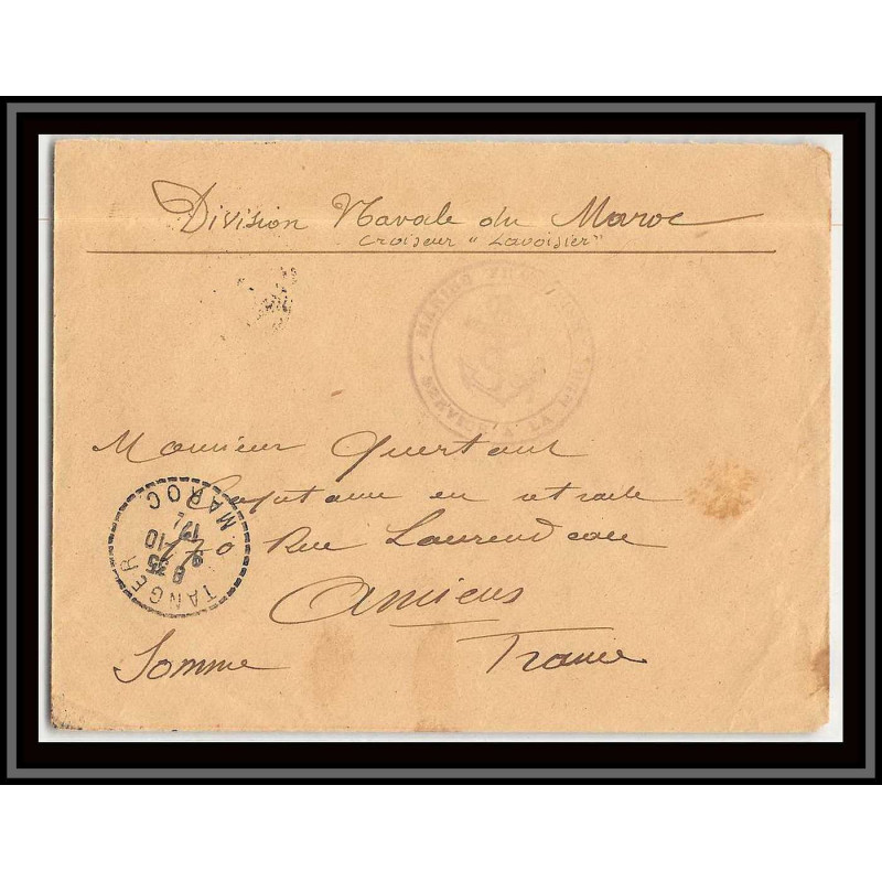 0480 division navale du maroc croiseur lavoisier 1912 Lettre cover occupation du maroc War