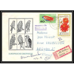11229/ Lettre cover Allemagne (germany DDR) 1967 oiseaux (bird birds oiseau) dresden lyon