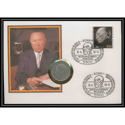 11504/ Lettre (cover Numisbrief monnaies coins) Konrad Adenauer 19/4/1992 Allemagne (germany)