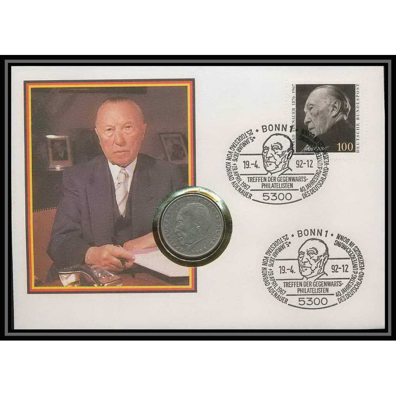 11504/ Lettre (cover Numisbrief monnaies coins) Konrad Adenauer 19/4/1992 Allemagne (germany)