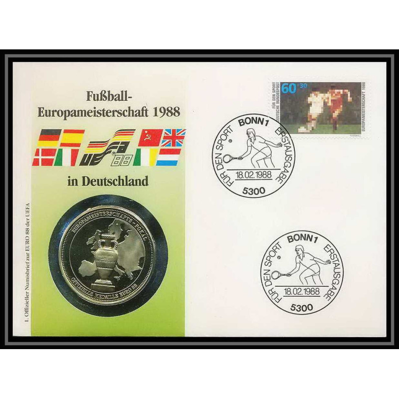 11523/ Lettre (cover Numisbrief coins) 18/2/1988 fussball Football (Soccer) European Championship Allemagne (germany)