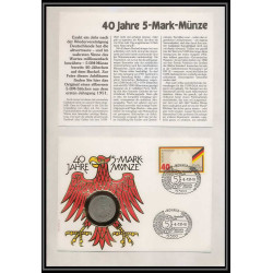 11538/ Lettre (cover Numisbrief monnaies coins) 40 Jahre 5- Mark Münze 5 9/7/1991 Allemagne (germany)