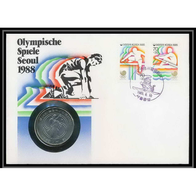 11582/ Lettre (cover Numisbrief monnaies coins) olympische spiele seoul 1988 Corée (korea)