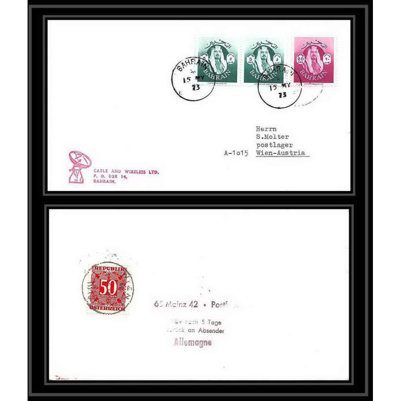7094/ Espace (space Raumfahrt) Lettre (cover briefe) 15/5/1973 skylab 1 Bahrain taxe Autriche (Austria)