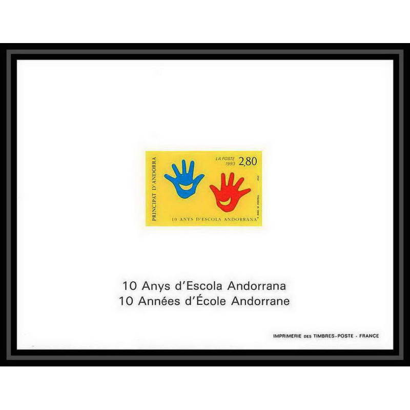 Andorre (Andorra) N°438 Dix ans d'école (school) andorrane mains hands bloc gommé Non dentelé ** MNH Imperf deluxe proof