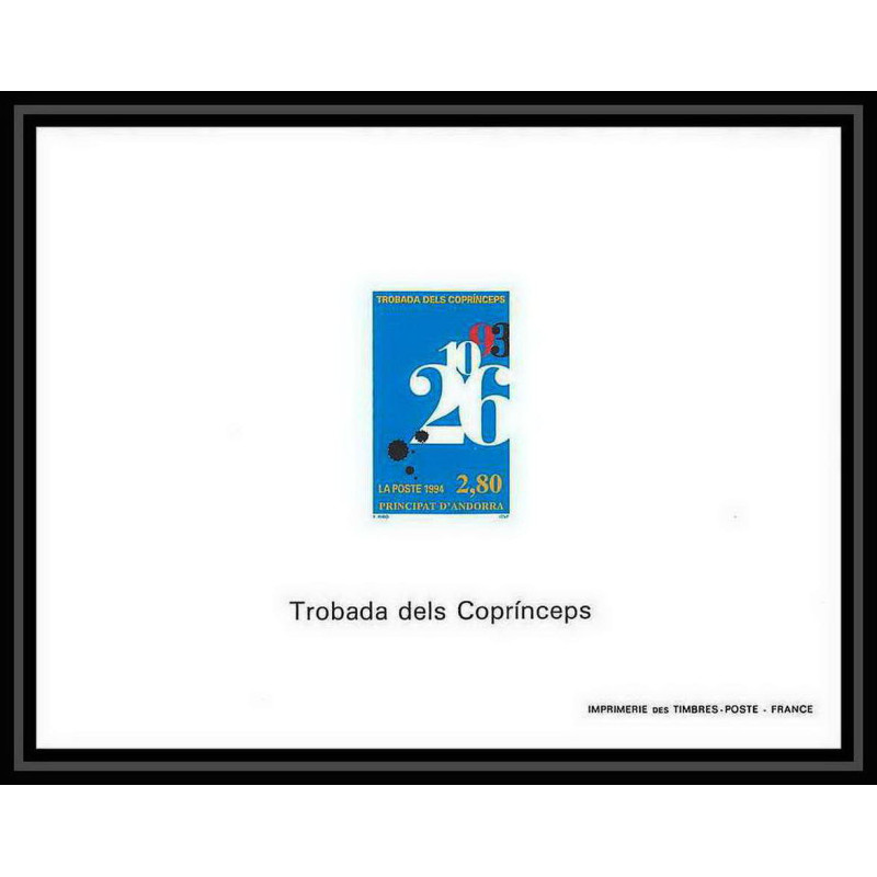Andorre (Andorra) N°453 rencontre des co princes 1994 bloc gommé Non dentelé ** MNH Imperf deluxe proof
